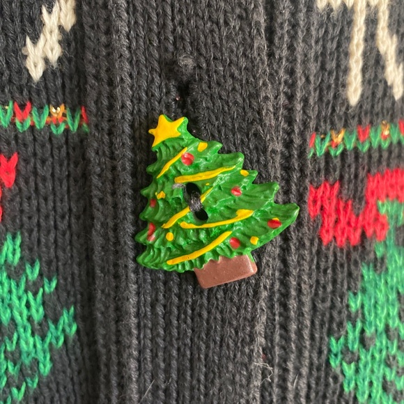 Vintage 1980's/1990's Sweater Loft Christmas Sweater Cardigan Ugly Sweater SZ M - Picture 2 of 4